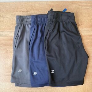 Boys All In Motion Mesh Shorts - 3 Pair (gray, black & navy) Size M (8)